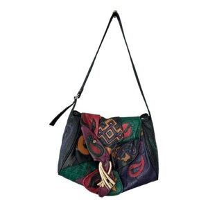 ALENTINA NAS BAG, 80s vintage, multicolored abstract patchwork faux leather.